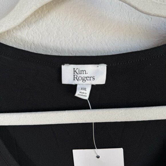 Kim Rogers Women's Black Honeycomb V-Neck Short Sleeve Flowy Top Size XXL‎ NWT - Picture 10 of 14